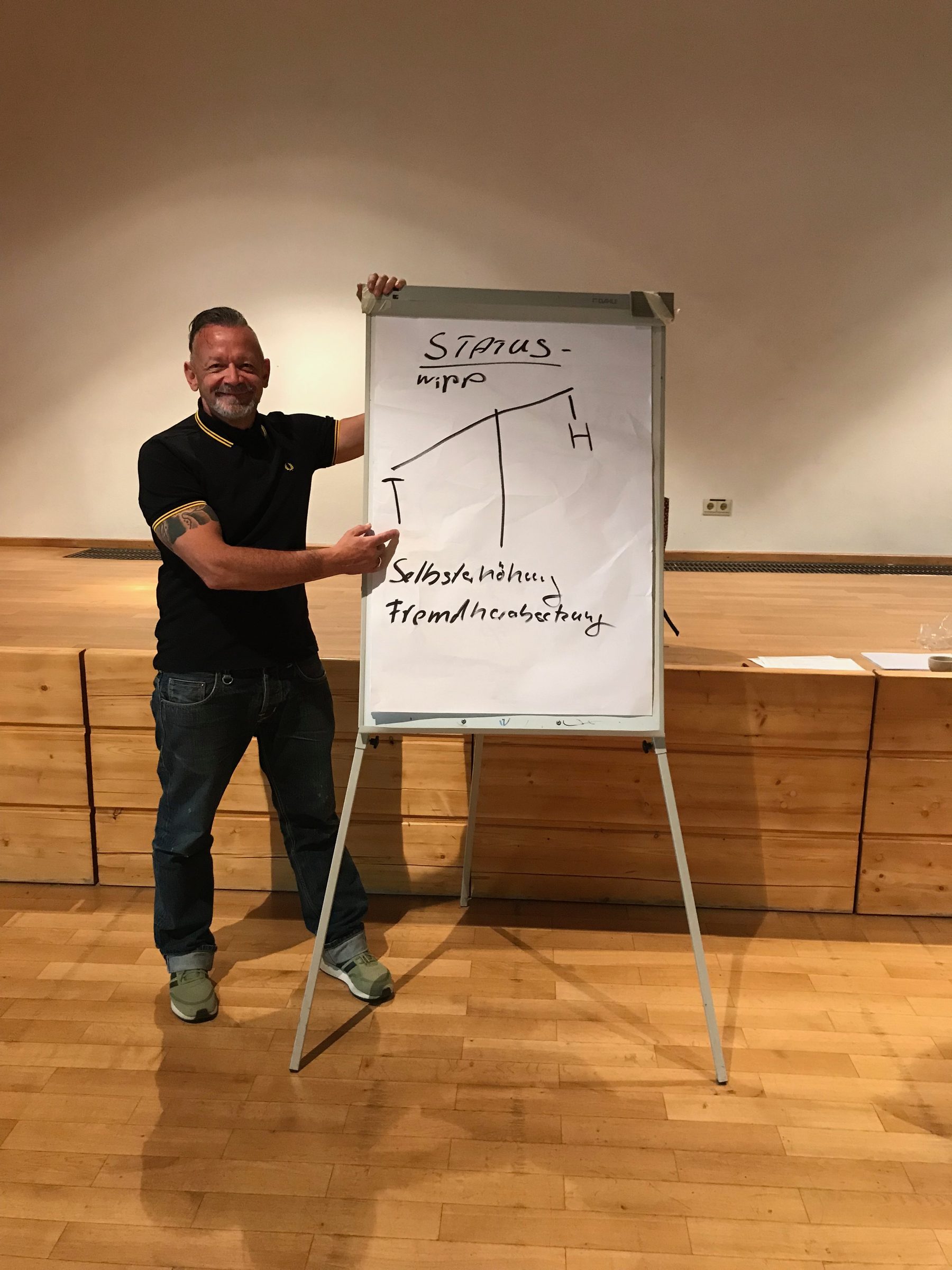 Markus Brand erklärt einen Zusammenhang am Flipchart